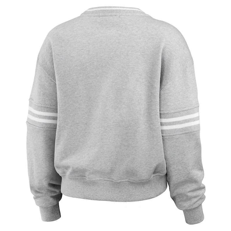 Women's WEAR by Erin Andrews Heather Gray Pitt Panthers Classic Stripe Pullover Sweater
