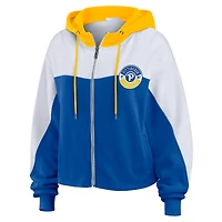 Women's WEAR by Erin Andrews Royal Pitt Panthers Color-Block Full-Zip Hoodie