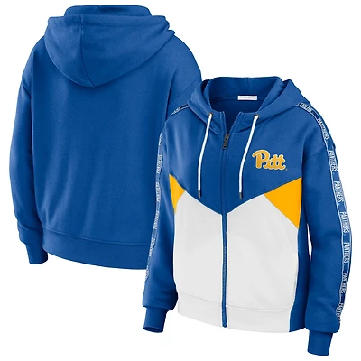 WEAR by Erin Andrews Royal Pitt Panthers Veste à capuche entièrement zippée color block pour femmes