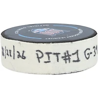 Rondelle de but utilisée par Anthony Mantha des Penguins de Pittsburgh le 28 février 2026 contre les Rangers de New York