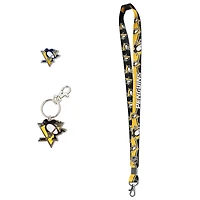 Black Pittsburgh Penguins Lanyard Pin & Key Chain Set