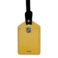 Étiquette de bagage en cuir personnalisée Pingouins de Pittsburgh noirs