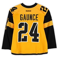 Cameron Gaunce Pittsburgh Penguins Practice-Used #24 Gold Reebok Jersey vs. Philadelphia Flyers on February 25, 2017 - NHL Stadium Series - Worn During Warm-Ups