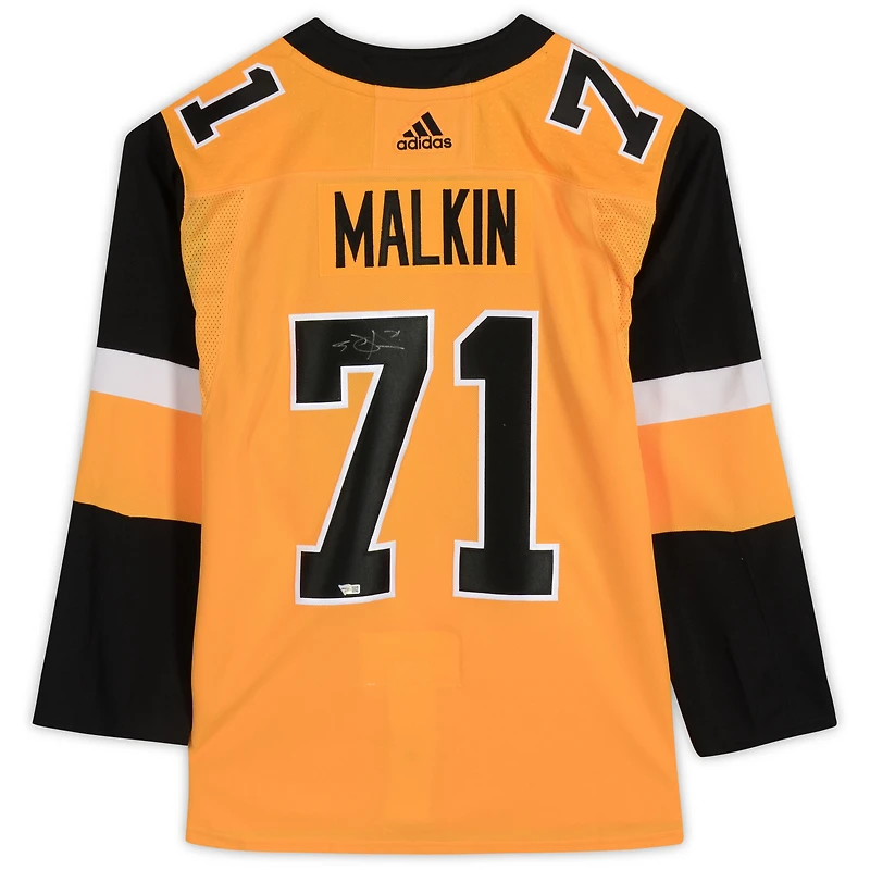 Evgeni Malkin Pittsburgh Penguins Autographed Gold Adidas Authentic Jersey