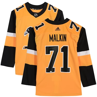 Evgeni Malkin Pittsburgh Penguins Autographed Gold Adidas Authentic Jersey