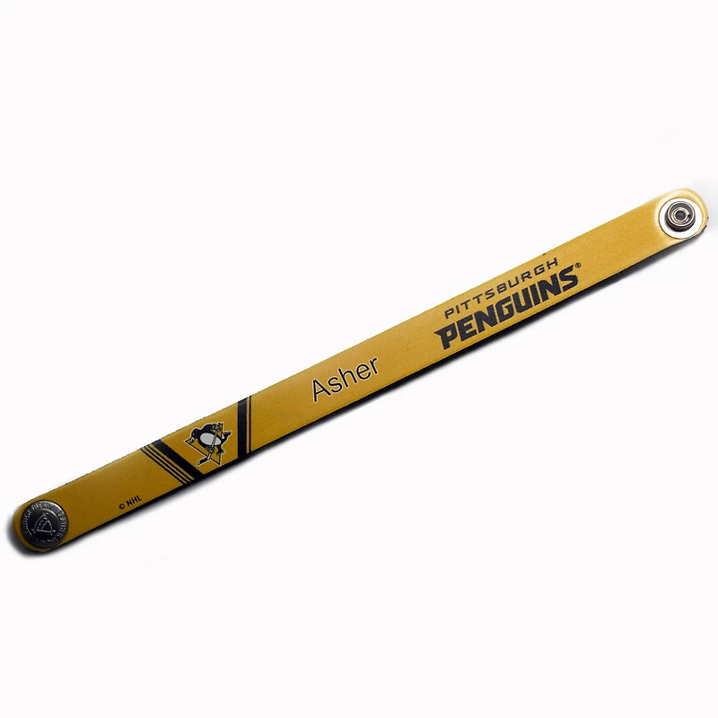 Gold Pittsburgh Penguins Personalized Leather Slim Bracelet