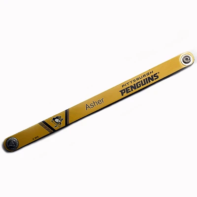 Gold Pittsburgh Penguins Personalized Leather Slim Bracelet