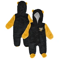 Infant & Newborn Outerstuff Black Pittsburgh Penguins Stay Napping Fleece Bunting Full-Zip Hooded Sleeper