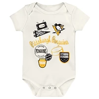 Ensemble de trois bodies Outerstuff Pittsburgh Penguins Littlest Player pour bébés et nouveau-nés