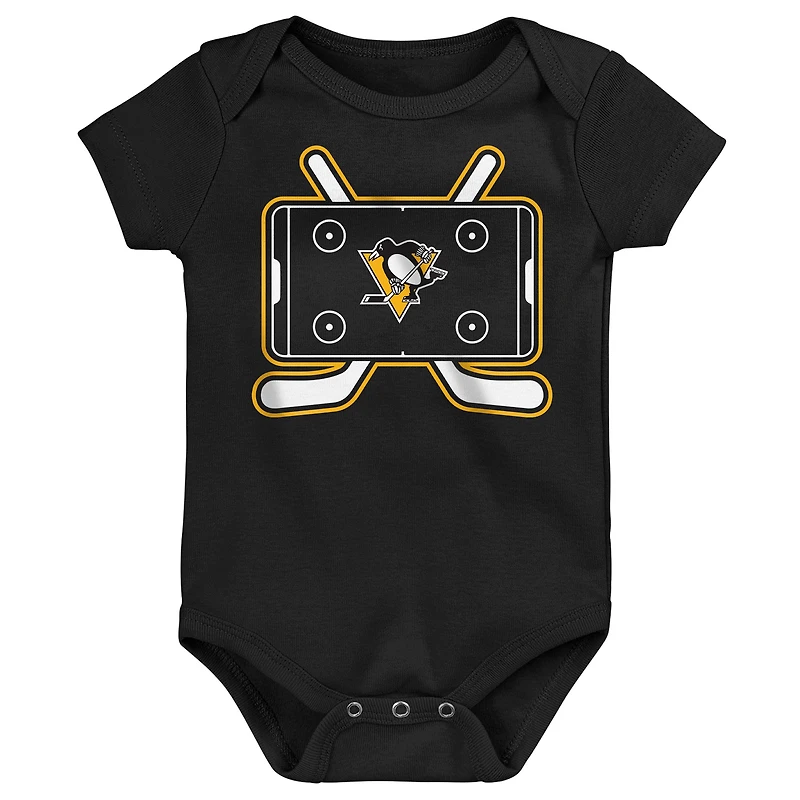 Infant & Newborn Outerstuff Pittsburgh Penguins Littlest Player Three-Pack Bodysuit Set