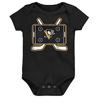 Infant & Newborn Outerstuff Pittsburgh Penguins Littlest Player Three-Pack Bodysuit Set
