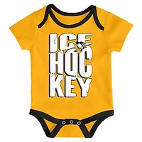Infant & Newborn Outerstuff Pittsburgh Penguins Triple Header Three-Piece Bodysuit Set
