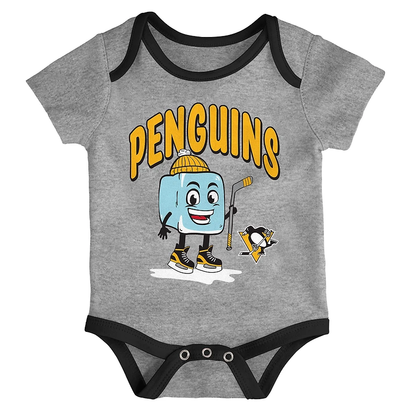 Infant & Newborn Outerstuff Pittsburgh Penguins Triple Header Three-Piece Bodysuit Set