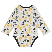 Infant White Pittsburgh Penguins Quick Learner Long Sleeve Bodysuit