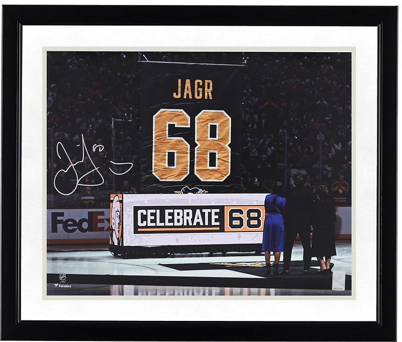 Jaromir Jagr Pittsburgh Penguins Autographed 16" x 20" Jersey Retirement Ceremony Photograph