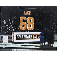 Jaromir Jagr Pittsburgh Penguins Autographed 8" x 10" Jersey Retirement Ceremony Photograph