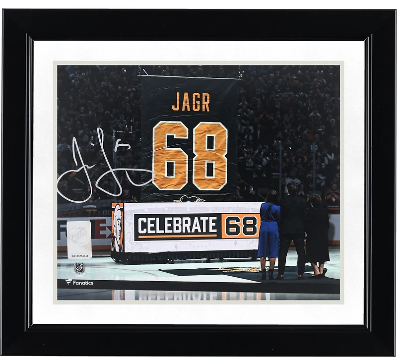 Jaromir Jagr Pittsburgh Penguins Autographed 8" x 10" Jersey Retirement Ceremony Photograph