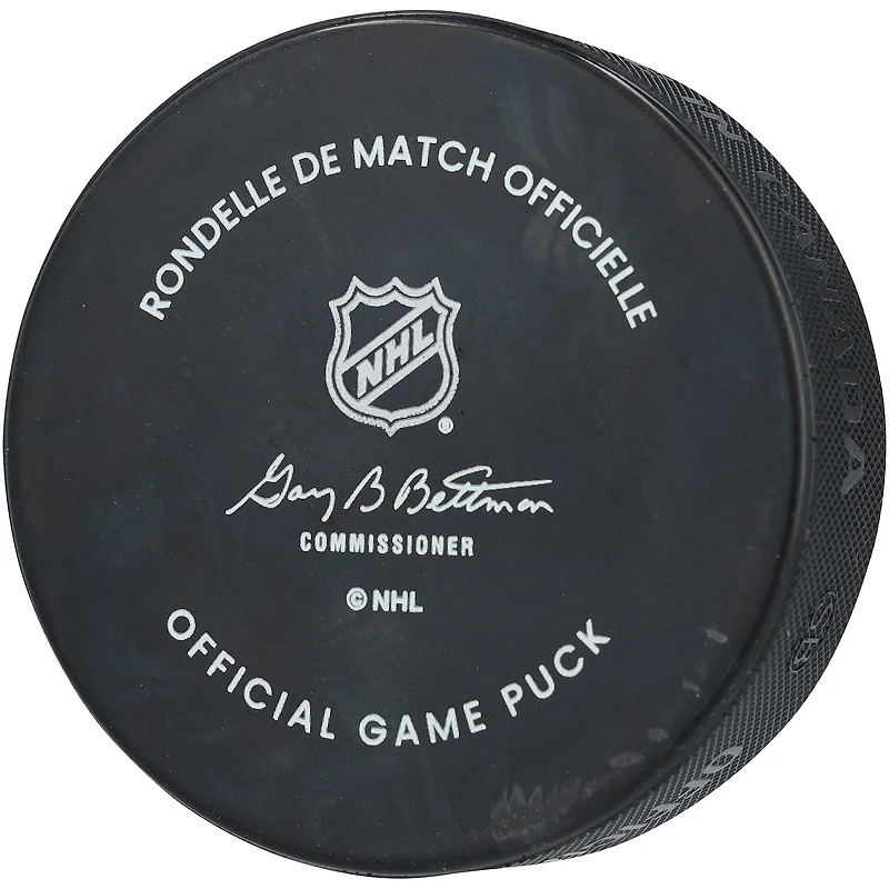 Rondelle de match officielle autographiée par Kris Letang des Penguins de Pittsburgh avec inscription « Tanger »