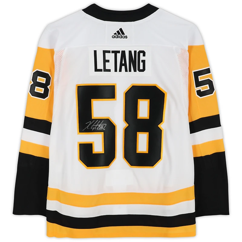 Maillot authentique adidas blanc autographié #58 des Penguins de Pittsburgh par Kris Letang