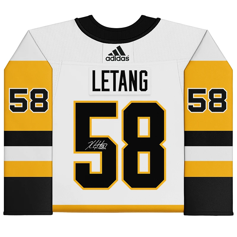 Maillot authentique adidas blanc autographié #58 des Penguins de Pittsburgh par Kris Letang