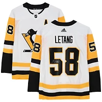 Maillot authentique adidas blanc autographié #58 des Penguins de Pittsburgh par Kris Letang