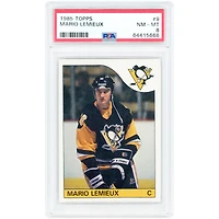 Carte de recrue Mario Lemieux, Penguins de Pittsburgh, 1985-86, Topps n° 9, authentifiée PSA 8