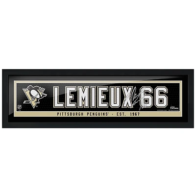 Mario Lemieux Pittsburgh Penguins 6'' x 22'' Réplique encadrée Autographe Nom des anciens - Bar