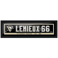 Mario Lemieux Pittsburgh Penguins 6'' x 22'' Réplique encadrée Autographe Nom des anciens - Bar