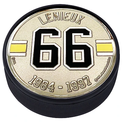 Mario Lemieux Pittsburgh Penguins - Hall of Fame Player Medallion Hockey Puck