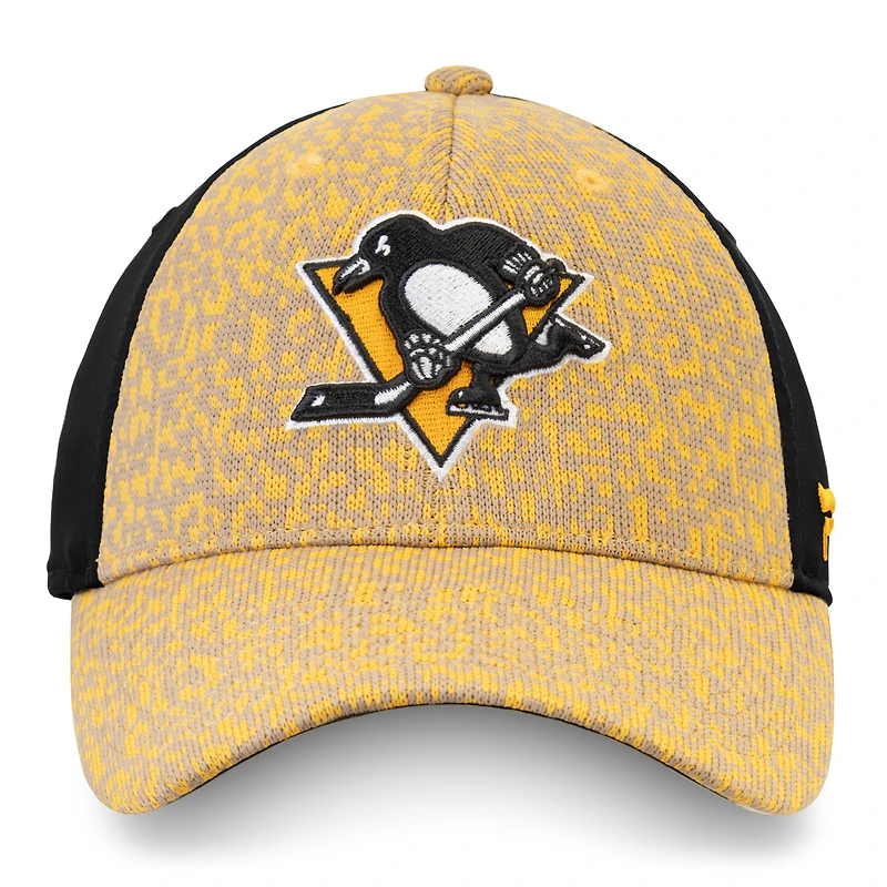 Casquette Fan Weave Flex Fit dorée/noire pour homme des Penguins de Pittsburgh Fanatics