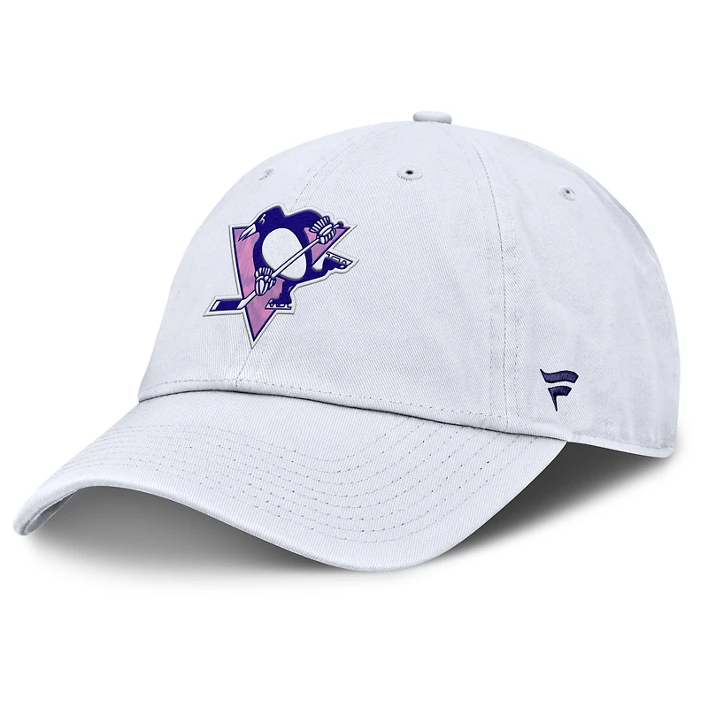 Casquette ajustable authentique Pro Hockey Fights Cancer des Penguins de Pittsburgh pour hommes Fanatics blanche