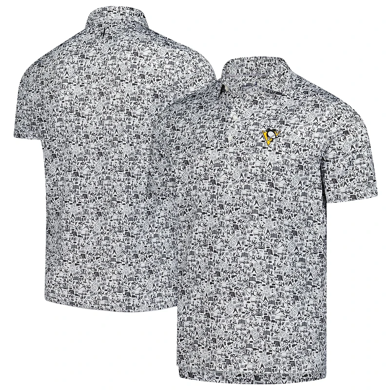 Men's johnnie-O  Black/White Pittsburgh Penguins Slapshot Polo