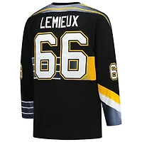 Maillot Mitchell & Ness Mario Lemieux noir pour homme des Penguins de Pittsburgh 1996/97 Blue Line 2.0