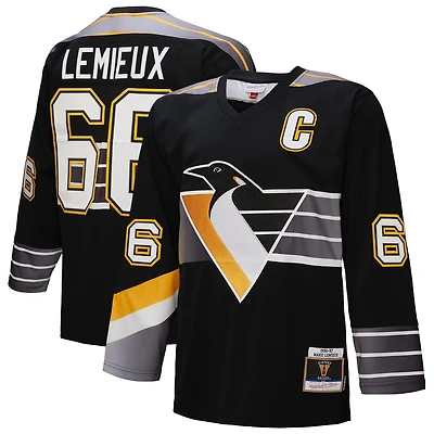 Maillot de jeu puissance noir Mitchell & Ness Mario Lemieux des Penguins Pittsburgh 1996/97 pour homme