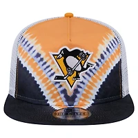Casquette de golf ajustable V-Dye Throwback des Penguins de Pittsburgh New Era noire/dorée pour homme