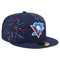 Casquette ajustée 59FIFTY Americana Fireworks des Penguins de Pittsburgh New Era pour homme, bleu marine