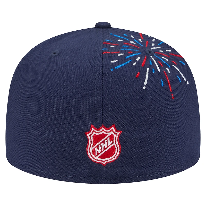 Men's New Era Navy Pittsburgh Penguins Americana Fireworks 59FIFTY Fitted Hat