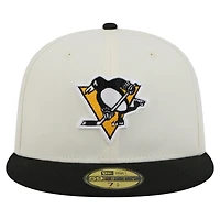 Casquette ajustée bicolore chromée 59FIFTY blanche des Penguins de Pittsburgh New Era pour homme