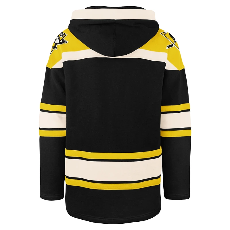 Chandail à capuche noir '47 des Penguins de Pittsburgh pour hommes, Big & Tall Superior Lacer