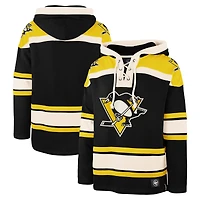 Chandail à capuche noir '47 des Penguins de Pittsburgh pour hommes, Big & Tall Superior Lacer