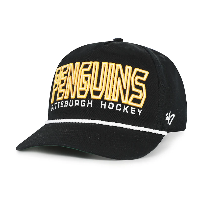 Casquette ajustable Byline Hitch noire '47 pour homme des Penguins de Pittsburgh