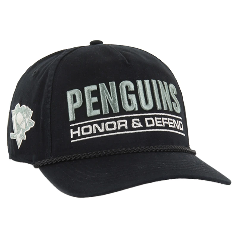 Casquette ajustable Hitch OHT pour homme, motif 47, noir, appréciation militaire, honneur et défense de la patrie, Penguins de Pittsburgh