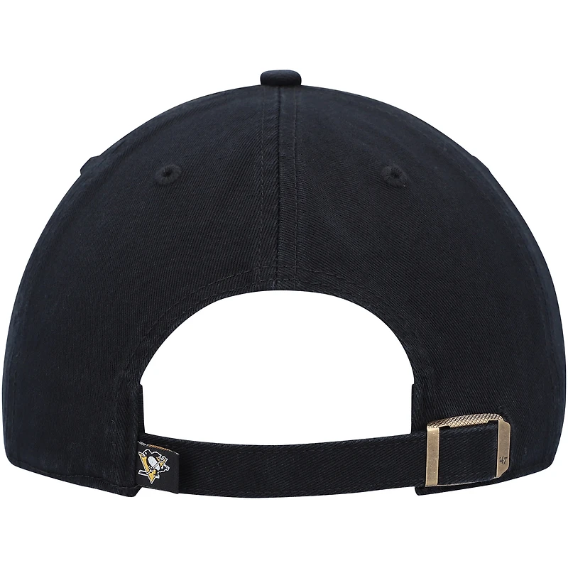 Casquette réglable '47 Black Pittsburgh Penguins Team Clean Up pour homme