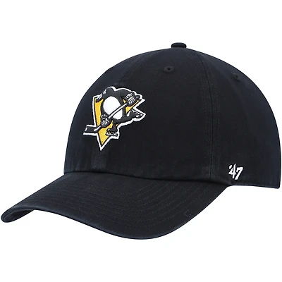 Casquette réglable '47 Black Pittsburgh Penguins Team Clean Up pour homme