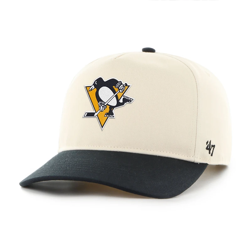 Casquette ajustable pour homme, modèle 47, crème/noir, logo des Penguins de Pittsburgh.