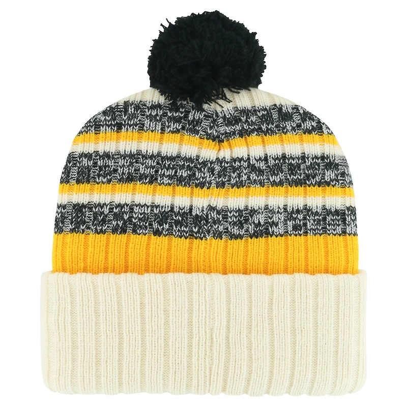 Bonnet en tricot à revers Tavern des Penguins de Pittsburgh '47 crème pour hommes avec pompon