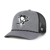 Casquette ajustable en corde de carbone grise pour homme '47 des Penguins de Pittsburgh
