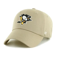 Men's '47  Khaki Pittsburgh Penguins Logo Clean Up Adjustable Hat