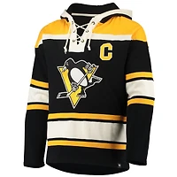 Chandail à capuchon Lacer avec nom et numéro du joueur la retraite des Penguins de Pittsburgh pour hommes '47 Mario Lemieux, noir