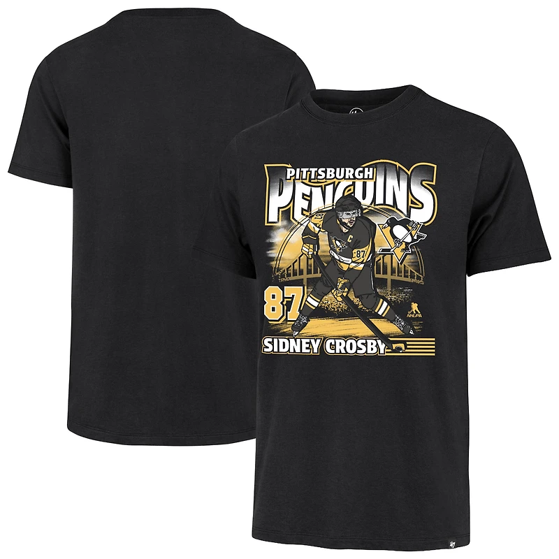 T-shirt noir pour homme « Sidney Crosby '47 Pittsburgh Penguins » avec nom et numéro de la ville